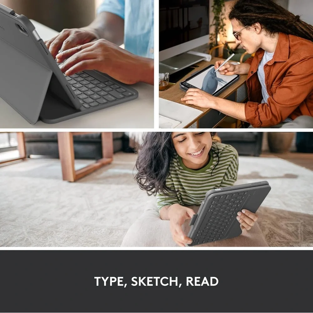 Logitech Slim Folio Bluetooth Gray Keyboard Case for iPad 10th Gen